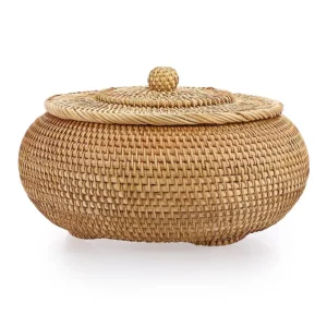 Round Rattan Box with Lid Woven